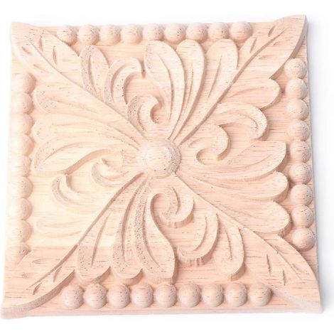 Eckverzierung aus Holz mit Blumenmuster, unbemalt, zur Dekoration von Schränken