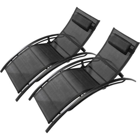 Set di 2 sdraio regolabili e impilabil nero LIMEA (1/4)