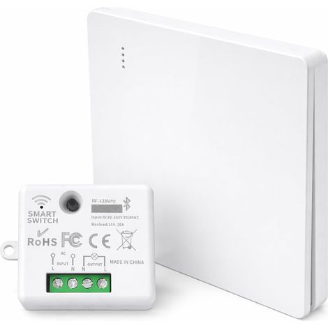 433Mhz Wireless Two-Way Switch with Transmitter Receiver Controller Lighting Control Kit 10A 230V, Remote Controlled Radio Range 164 ft for Lighting Fan Lamp, Indoor/Outdoor