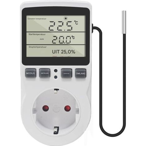 Prise Regulateur de Température Numérique Chauffage Refroidissement avec Minuteur Sonde (Prise UE) (1/5)