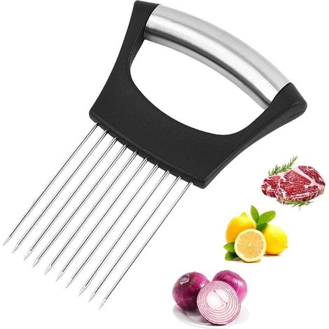 Coupe manuel en acier inoxydable,decoupe legumes,alimentaire tranche assistant,coupes legume,titulaire trancheuse,coupe oignons eminceur en acier inoxydable pour viande,pommes,tomates,citrons (1/5)