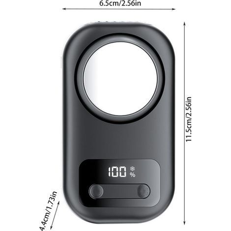Ventilateur portable avec refroidisseur à glace, ventilateur à 100 vitesses, rechargeable par USB, batterie 4000 mAh, avec écran LED – À porter au cou ou à la ceinture, pour voyage, extérieur, camping