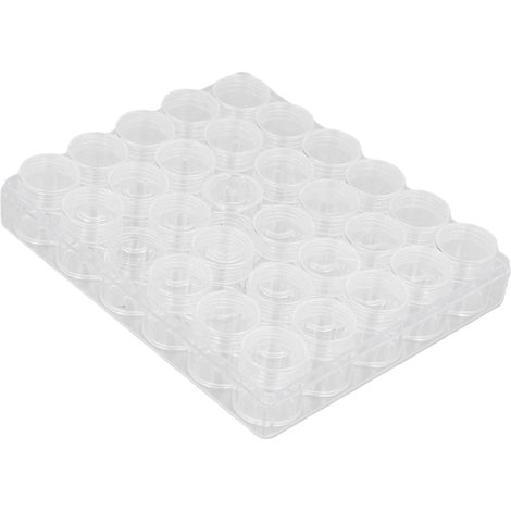 Petits pots ronds transparents en plastique pour ranger perles et bijoux, avec boîte rectangulaire (1/5)
