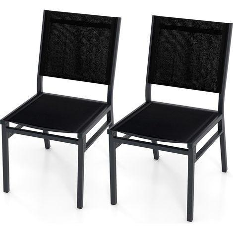 COSTWAY Sedia da Pranzo per Giardino, Sedia Pranzo in Tessuto Textilene, Sedia da Patio senza Braccioli con Schienale, Telaio in Alluminio Resistente, Portata 150 kg (2) (1/5)