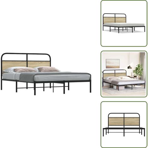 Cadre de lit sans matelas 150x200 cm chêne sonoma - Cadre De Lit - Cadres De Lit - Meuble De Chambre À Coucher - Lit (1/5)