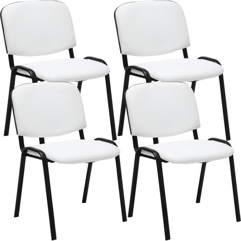 Set 4 Sedie Ufficio Ken Imbottite In Similpelle bianco (1/3)