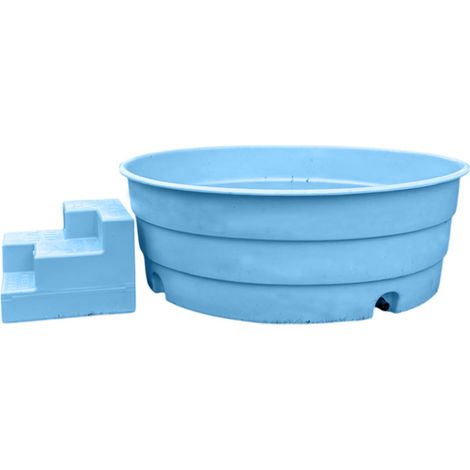 Plast'Up Rotomoulage – Piscine enfant 1300L – Escalier intégré – Hauteur 60 cm – Longueur 169 cm – Largeur 169 cm – Bac rotomoulé PEHD