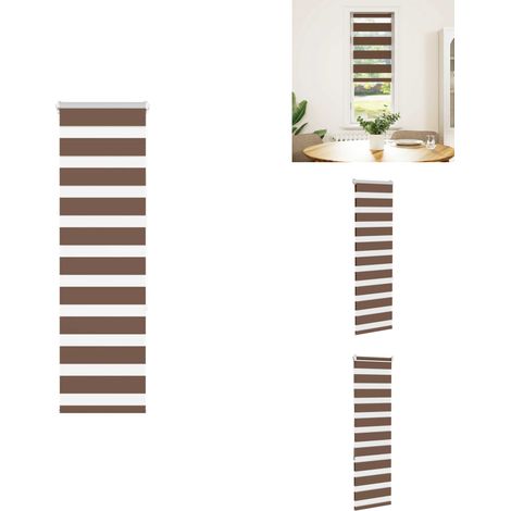 Store zèbre marron 40x150 cm largeur du tissu 35,9 cm polyester - Store Zébré - Stores Zébrés - Store À Enrouleur Zébré - Double Store À Enrouleur (1/5)