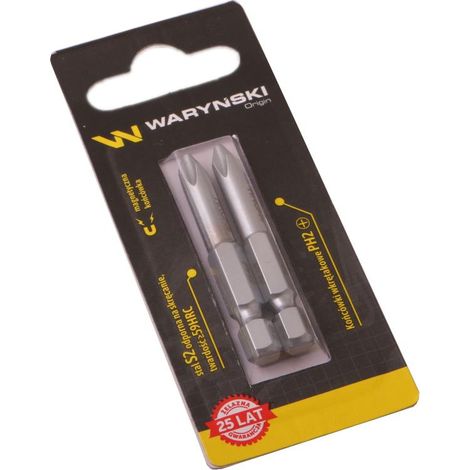 Schraubendreherbits PH2 50 mm Waryński-Set in zweiteiliger Blisterverpackung
