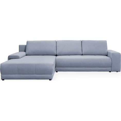 OLIVIA Canapé d'angle convertible avec coffre tissu gris - Configuration fixe (1/5)