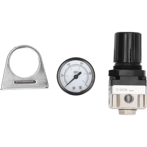 Régulateur de pression d'air G1/4 0,05-0,85 MPa, vanne de contrôle réglable avec support et manomètre, modèle AR2000-02 (1/5)