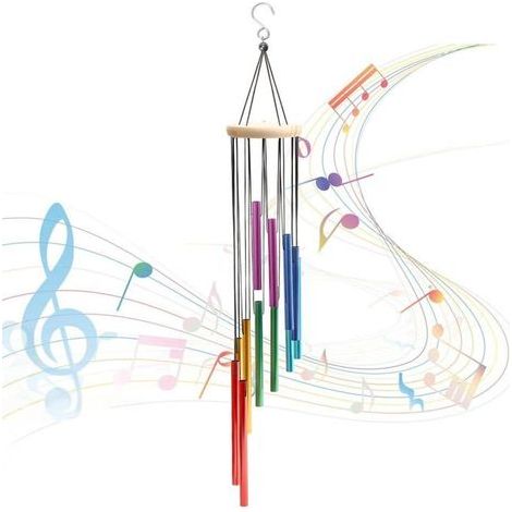 BelleRise – Garten-Windspiel mit 12 farbigen Aluminiumröhren, Hängende Aluminiumröhren für Gartendekorationen, Zuhause (1/5)