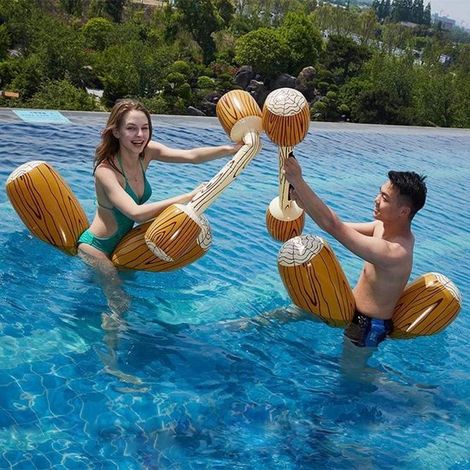 Materassino gonfiabile per piscina - Materassino ad aria per acqua - Nuoto e gioco - Design effetto legno - 300 grammi - Ananas