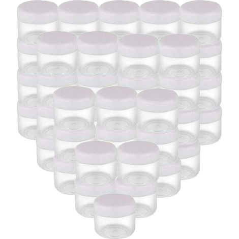 50 20g Small Empty Plastic Bottles with White Screw Lid for Makeup, Travel, Organizer, Dispenser for Cream, Lotion, Nails (1/5)