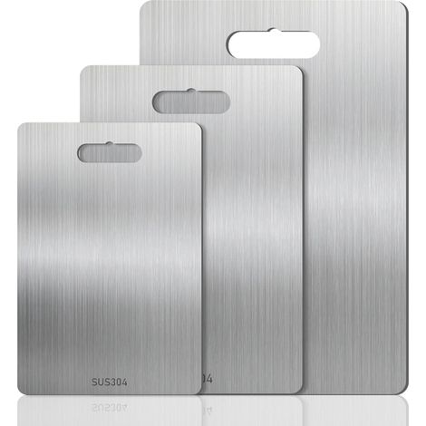 3 Pièces Planche À Découper En Acier Inoxydable 304, Planche À Découper En Métal Épais, Planche À Découpers, Pour La Maison, La Cuisine En Plein Air (1/5)
