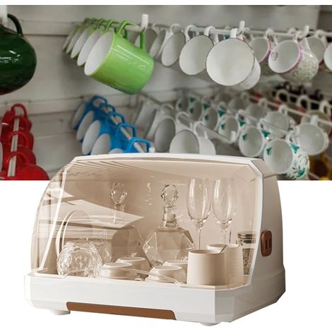 Tischbecherhalter, Aufbewahrungsbox für Wasserbecher, staubdichte Glasbecherablage, Obstabtropfkorb, großes braunes Modell (1/5)