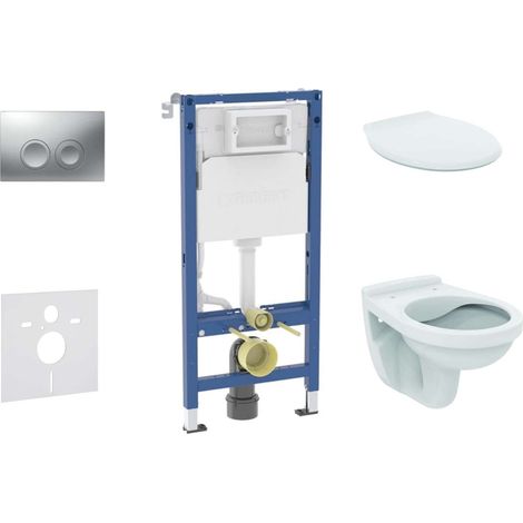Geberit Duofix - Set per installazione pre- parete, vaso Alpha e sedile, pulsante Delta21, cromo opaco SANI11CD2142