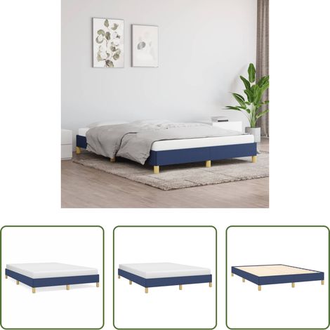 Sommeil - Cadre de lit sans matelas bleu 160x200 cm tissu (1/5)