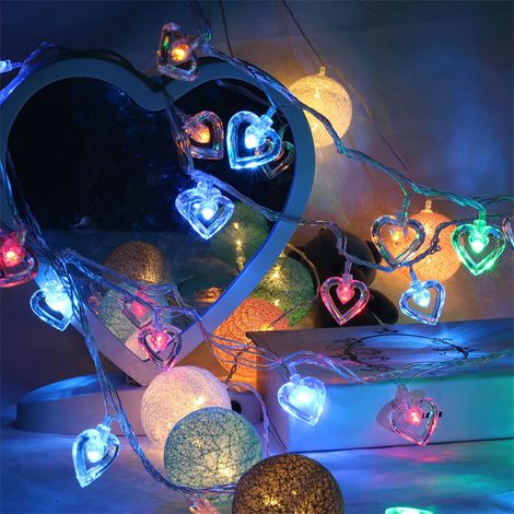 Guirlande Lumineuse En Forme De Coeur - 350 Cm - 20 Led Multicolores - Alimentée Par Piles - Pour Décoration Intérieure Fêtes Et Chambres D'Enfants (1/5)