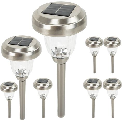 Set di 8 Lampada Solare Radiante LED Bianco Caldo/Freddo con Sensore – 600mAh, IP44, 10h di Illuminazione – Giardino, Terrazza