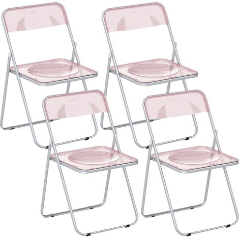 Set 4 Sedie Pieghevoli 47x48x75 cm in Acrilico Trasparenti Rosa (1/5)