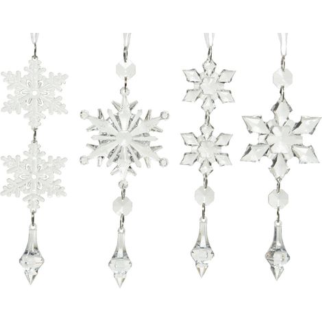 OFFERTA 4 FIOCCHI DI NEVE DA APPENDERE TRASPARENTE MODELLO ASSORTITO