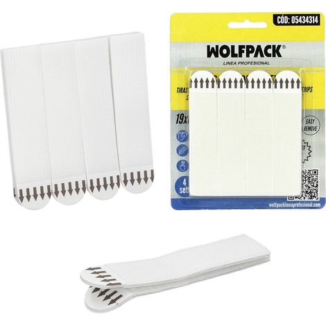 Bandes adhésives avec velcro 19 x 85 mm - Blister de 4 unités