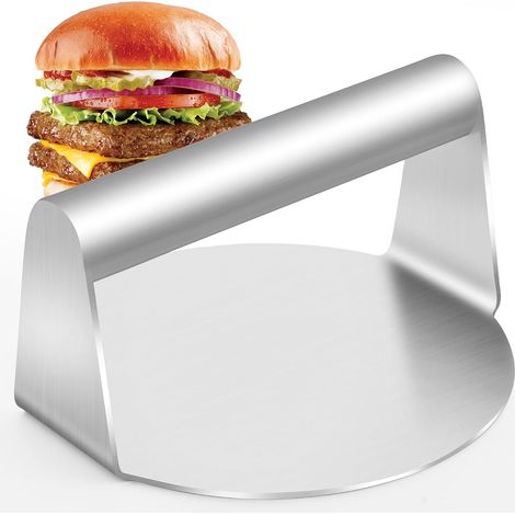 JSSEVN - Round Stainless Steel Hamburger Press - Professional Stainless Steel Barbecue Accessory - Barbecue Accessory (Stainless Steel) (1/5)