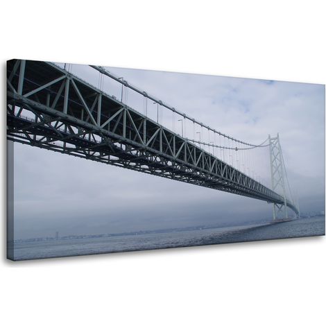 Leinwanddruck Architektur Brücke Japan 80x40 Asien Meer im Nebel