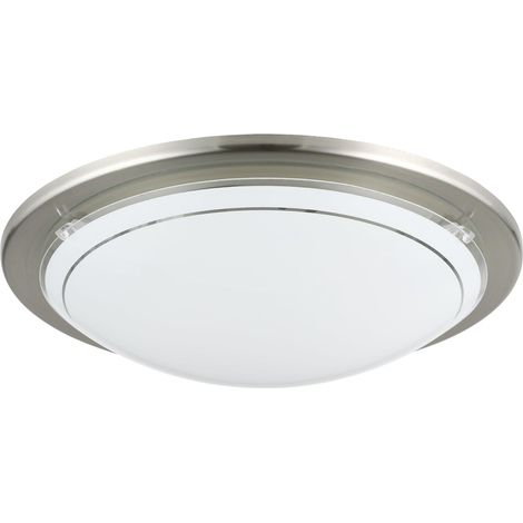 Lampe de plafond, Applique murale 1 flamme, Luminaire de plafond en métal argenté et verre blanc laqué, Douille E27 (1/5)