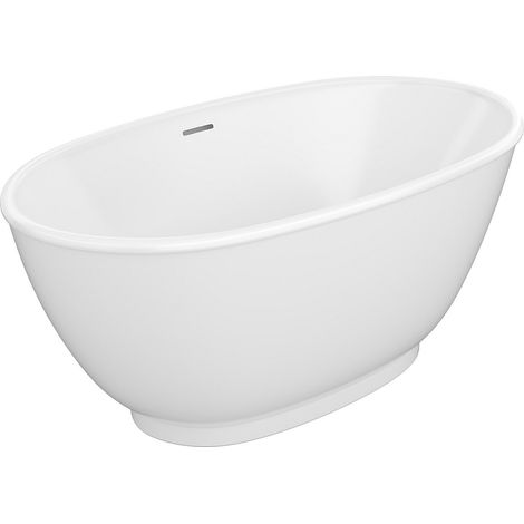 Baignoire îlot ovale - 186 L - 130 x 70 x 57 cm - Blanc brillant - Acrylique - MOBULA
