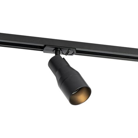 QAZQA Moderno Foco negro moderno para sistema de raíles monofásicos - Iconic Kohua Metálica /Aluminio /Plástico Redonda Adecuado para LED Max. 1 x 10 Watt (1/4)