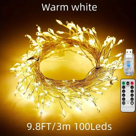 Guirlande lumineuse LED avec huit modes clignotants et telecommande USB pour decoration de Noel plafond chambre et mariage (1/5)