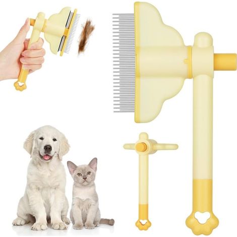 OFFCUP selbstreinigender, rotierender Katzenkamm mit Knopfdruckentriegelung, entfernt abgestorbene Haare (1/5)