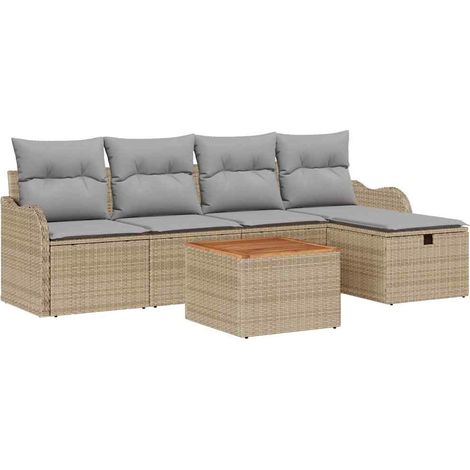 Garden Sofa Set 6 pcs Beige Poly rattan vidaXL (1/5)