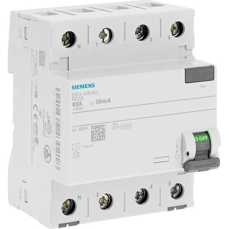 Siemens Interruttore differenziale tetrapolare bianco 63A 30mA
