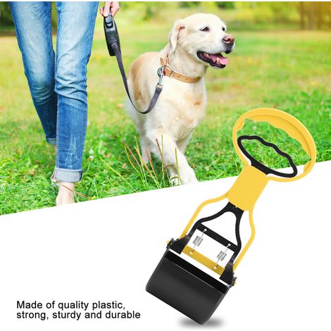 Ramasse-crottes pour chiens et chiots, pince de ramassage avec long manche (jaune) (1/5)