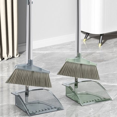 Balai Et Raclette - Manche Réglable 86 Cm - Pour Intérieur Et Extérieur - En Plastique - Vert Ou Gris - Lot De 2 Pièces (1/5)