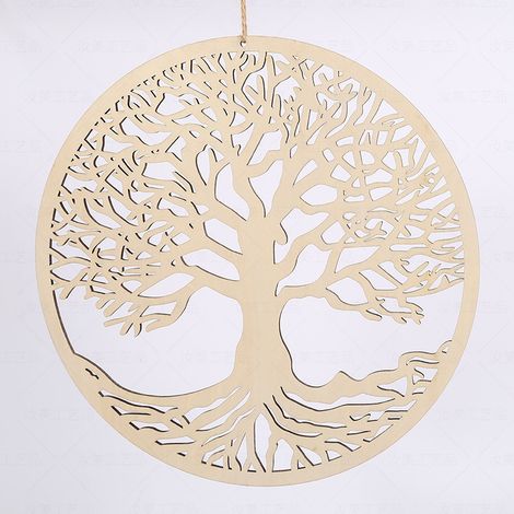 Décoration Murale Arbre Vie en Bois, Sculpture pour la Maison (30 cm) (1/5)