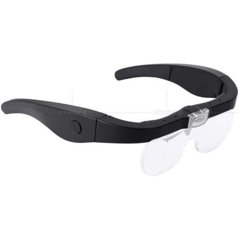 Lunette Loupe avec 2 LED, Frontale Grossissantes avec 4 Lentilles Amovibles pour Lecture, Bijoutier, Couture, et Bricolage (1.5X-5X) (1/4)