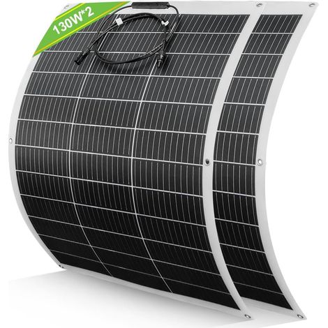 2 Panneau solaire, Fibre de verre, Monocristallin 23%, 260W, Pour camping-car bateau toit (1/5)