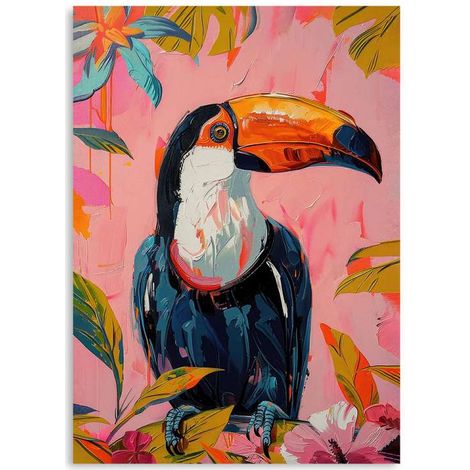Domo Mea Dipinto Decorativo su Tela - Tucano Rosa - 50 x 70 cm (1/3)