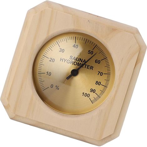 Hygrothermographe en bois pour sauna - À monter au mur - Température d'humidité de l'air de sauna de haute précision pour l'intérieur (1/4)
