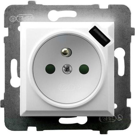 Ospel Aria Steckdose Weiß mit USB-Ladegerät