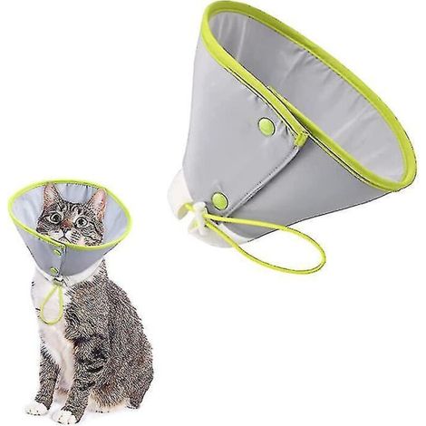 Weicher, verstellbarer, konischer Halskragen für Katzen, ideal nach Operationen. Konischer Halskragen im elisabethanischen Stil für Katzen und Kätzchen – Grau S (1/5)