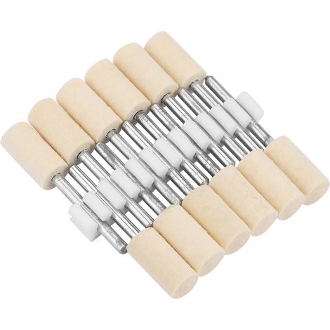 Ortviai Tête de polissage cylindrique en laine pour outil rotatif – 12 pièces, tige 3 mm, diamètre 6 mm (1/5)