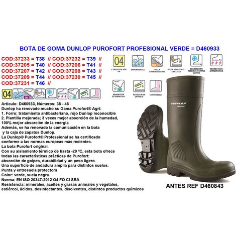 STIVALI ACQUA PROFESSIONALI IN GOMMA DUNLOP -20°C PUROFORT N°40460843/933