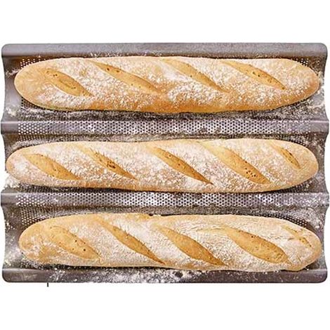 "Teglia da forno perforata - BIRKMANN - EASY BAKING - Acciaio al carbonio - Antiaderente - Per 3 baguette - 39,5 x 29,5 x 4,5 cm"