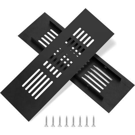2 grilles de ventilation noires en aluminium, 20 x 5 cm, pour la ventilation des placards et des pièces (1/4)
