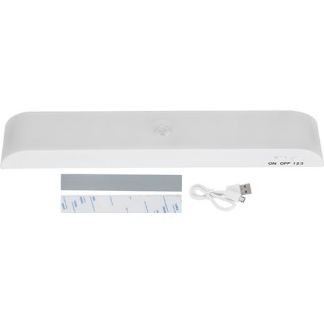 Éclairage LED sans fil à détecteur de mouvement adhésif pour placard, armoire et dressing (blanc double rangée)
